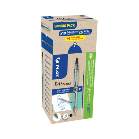 Pilot B2P Ecoball GreenPack Ballpoint Pen Refill 10 Pens 10 Refills 0.35mm Line Black 20 Pack 773444 F