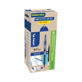 Pilot B2P GreenPack Gel Ink Rollerball Pen Refill 10 Pens 10 Refills 0.4mm Line Blue 20 Pack 606851 F