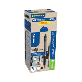 Pilot FriXion Ball Clicker Rollerball Bonus Pack Box 12 Pens 12 Refills 0.35mm Line Black 24 Pack WLT435853 830952 F