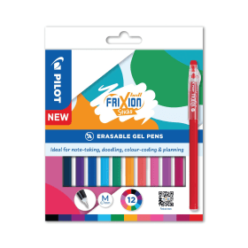 Pilot FriXion Ball Stick Erasable Gel Pens 0.35mm Line Assorted 12 Pack 838650 F