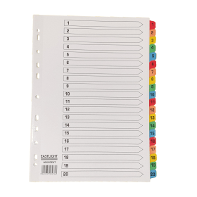 Plastoreg White Multicoloured Index Dividers 1 20 00ST4522 612496 F