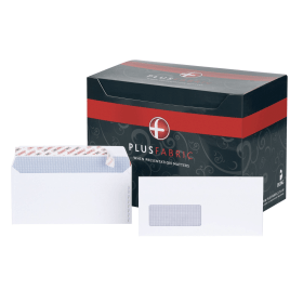 Plus Fabric Peel and Seal DL Windowed Wallet Envelope 120gsm White 500 Pack 101672 F