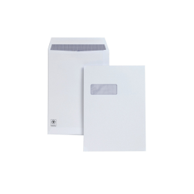 Plus Fabric Self Seal C4 Windowed Pocket Envelope 120gsm White 250 Pack 127526 F