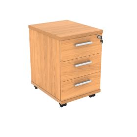 Polaris 3 Drawer Mobile Under Desk Pedestal 404mm x 500mm x 595mm Norwegian Beech 831557 F