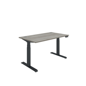 Polaris Dual Motor Sit Stand Desk 1400mm x 800mm Grey Oak Black 894201 F