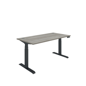 Polaris Dual Motor Sit Stand Desk 1600mm x 800mm Grey Oak Black 894191 F