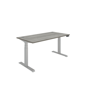 Polaris Dual Motor Sit Stand Desk 1600mm x 800mm Grey Oak Silver 894190 F