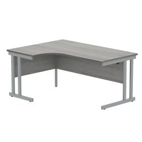 Polaris Left Hand Radial DU Cantilever Desk 1600mm x 1200mm x 730mm Alaskan Grey Oak Silver 831729 F