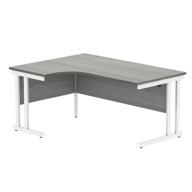 Polaris Left Hand Radial DU Cantilever Desk 1600mm x 1200mm x 730mm Alaskan Grey Oak White 831737 F