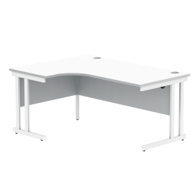 Polaris Left Hand Radial DU Cantilever Desk 1600mm x 1200mm x 730mm Arctic White White 831721 F