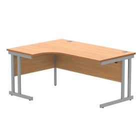 Polaris Left Hand Radial DU Cantilever Desk 1600mm x 1200mm x 730mm Norwegian Beech Silver 831707 F