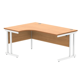 Polaris Left Hand Radial DU Cantilever Desk 1600mm x 1200mm x 730mm Norwegian Beech White 831850 F
