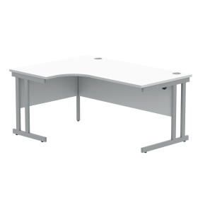 Polaris Left Hand Radial Double Upright Cantilever Desk 1600mm x 1200mm x 730mm Arctic White Silver 831713 F