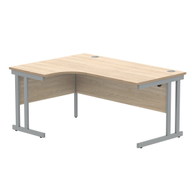 Polaris Left Hand Radial Double Upright Cantilever Desk 1600mm x 1200mm x 730mm Canadian Oak Silver 831709 F
