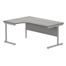 Polaris Left Hand Radial SU Cantilever Desk 1600mm x 1200mm x 730mm Alaskan Grey Oak Silver 831791 F