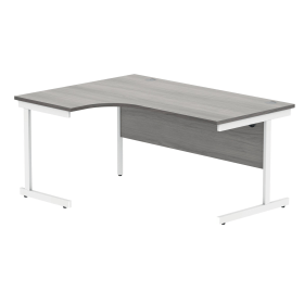 Polaris Left Hand Radial SU Cantilever Desk 1600mm x 1200mm x 730mm Alaskan Grey Oak White 831793 F