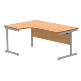 Polaris Left Hand Radial SU Cantilever Desk 1600mm x 1200mm x 730mm Norwegian Beech Silver 831665 F