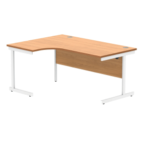 Polaris Left Hand Radial SU Cantilever Desk 1600mm x 1200mm x 730mm Norwegian Beech White 831782 F