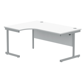Polaris Left Hand Radial Single Upright Cantilever Desk 1600mm x 1200mm x 730mm Arctic White Silver 831787 F