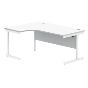 Polaris Left Hand Radial Single Upright Cantilever Desk 1600mm x 1200mm x 730mm Arctic White White 831789 F
