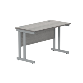 Polaris Rectangular Double Upright Cantilever Desk 1200mm x 600mm x 730mm Alaskan Grey Oak Silver 831723 F