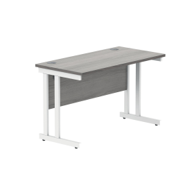 Polaris Rectangular Double Upright Cantilever Desk 1200mm x 600mm x 730mm Alaskan Grey Oak White 831731 F