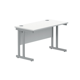 Polaris Rectangular Double Upright Cantilever Desk 1200mm x 600mm x 730mm Arctic White Silver 831867 F