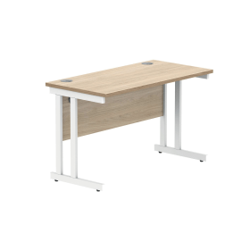 Polaris Rectangular Double Upright Cantilever Desk 1200mm x 600mm x 730mm Canadian Oak White 831859 F