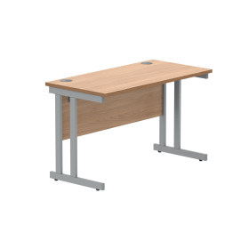 Polaris Rectangular Double Upright Cantilever Desk 1200mm x 600mm x 730mm Norwegian Beech Silver 831704 F