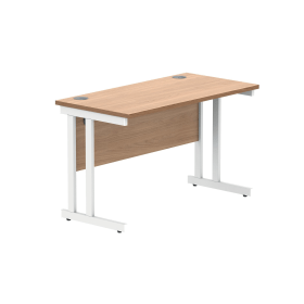 Polaris Rectangular Double Upright Cantilever Desk 1200mm x 600mm x 730mm Norwegian Beech White 831845 F