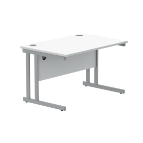 Polaris Rectangular Double Upright Cantilever Desk 1200mm x 800mm x 730mm Arctic White Silver 831710 F