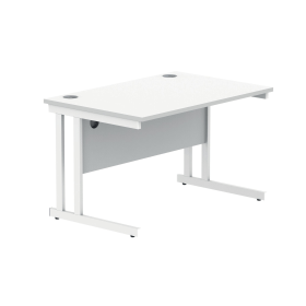 Polaris Rectangular Double Upright Cantilever Desk 1200mm x 800mm x 730mm Arctic White White 831718 F
