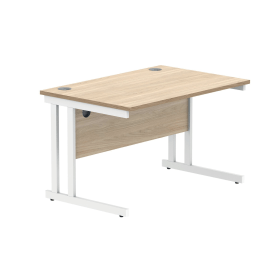 Polaris Rectangular Double Upright Cantilever Desk 1200mm x 800mm x 730mm Canadian Oak White 831862 F