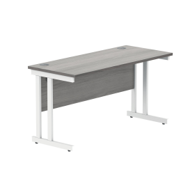 Polaris Rectangular Double Upright Cantilever Desk 1400mm x 600mm x 730mm Alaskan Grey Oak White 831732 F