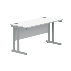 Polaris Rectangular Double Upright Cantilever Desk 1400mm x 600mm x 730mm Arctic White Silver 831868 F