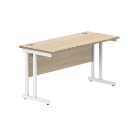 Polaris Rectangular Double Upright Cantilever Desk 1400mm x 600mm x 730mm Canadian Oak White 831860 F