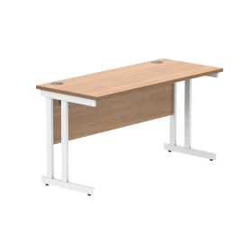 Polaris Rectangular Double Upright Cantilever Desk 1400mm x 600mm x 730mm Norwegian Beech White 831708 F