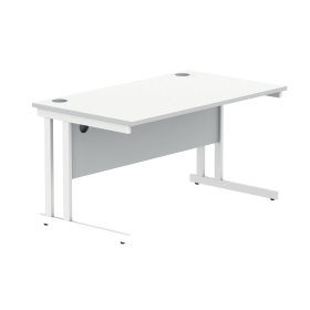 Polaris Rectangular Double Upright Cantilever Desk 1400mm x 800mm x 730mm Arctic White White 831719 F