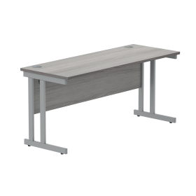 Polaris Rectangular Double Upright Cantilever Desk 1600mm x 600mm x 730mm Alaskan Grey Oak Silver 831725 F