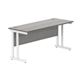 Polaris Rectangular Double Upright Cantilever Desk 1600mm x 600mm x 730mm Alaskan Grey Oak White 831733 F