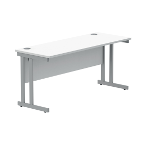 Polaris Rectangular Double Upright Cantilever Desk 1600mm x 600mm x 730mm Arctic White Silver 831869 F