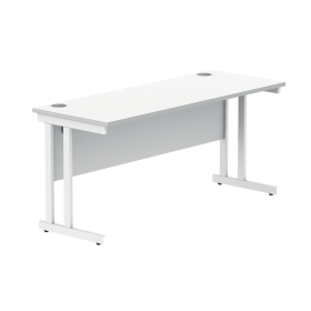 Polaris Rectangular Double Upright Cantilever Desk 1600mm x 600mm x 730mm Arctic White White 831717 F