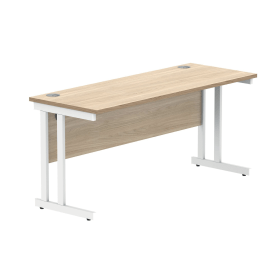 Polaris Rectangular Double Upright Cantilever Desk 1600mm x 600mm x 730mm Canadian Oak White 831861 F
