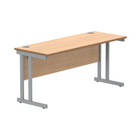 Polaris Rectangular Double Upright Cantilever Desk 1600mm x 600mm x 730mm Norwegian Beech Silver 831706 F