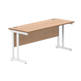 Polaris Rectangular Double Upright Cantilever Desk 1600mm x 600mm x 730mm Norwegian Beech White 831846 F