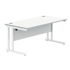 Polaris Rectangular Double Upright Cantilever Desk 1600mm x 800mm x 730mm Arctic White White 831720 F
