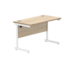 Polaris Rectangular Single Upright Cantilever Desk 1200mm x 600mm x 730mm Canadian Oak White 831669 F