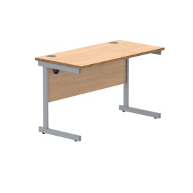 Polaris Rectangular Single Upright Cantilever Desk 1200mm x 600mm x 730mm Norwegian Beech Silver 831668 F