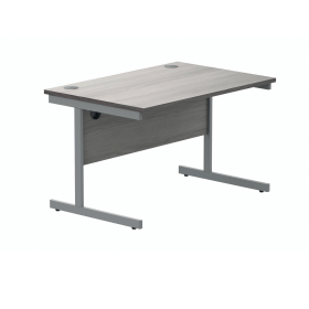 Polaris Rectangular Single Upright Cantilever Desk 1200mm x 800mm x 730mm Alaskan Grey Oak Silver 831678 F