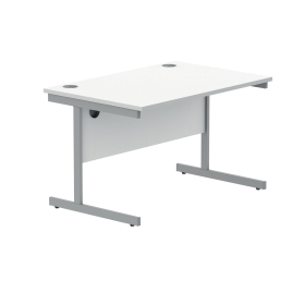 Polaris Rectangular Single Upright Cantilever Desk 1200mm x 800mm x 730mm Arctic White Silver 831828 F